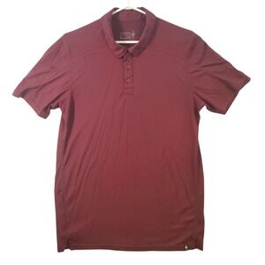 Smartwool Men Merino Wool Short Sleeve Polo Shirt Black Cherry Size M Zip Pocket